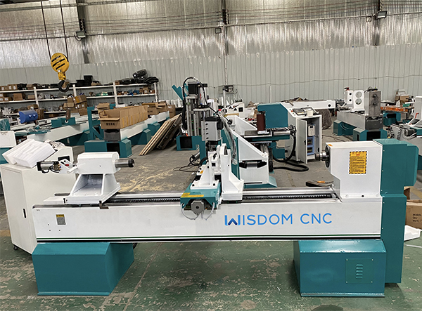 WS-L1530-4S Single Axis CNC Wood Lathe with Engraving Spindle Delivery