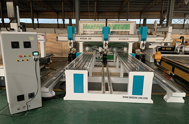 Three Heads Three Rotary Wood CNC Router Delivery
