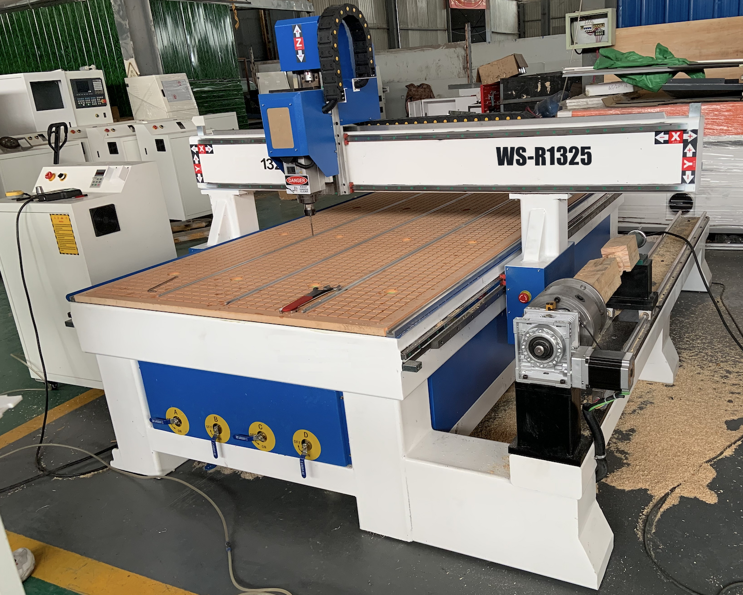 WS-R1325 4 Axis Rotary CNC Router with Wood Lathe Attachment