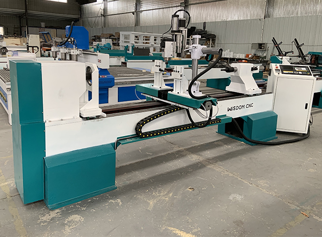 Working video of WS-L1530-4S CNC Wood Lathe with 4 Axis Engraving Spindle