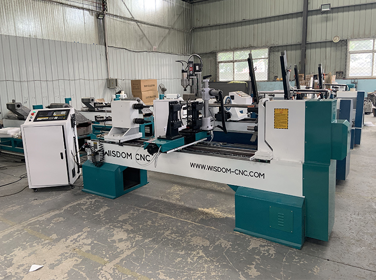 Double Axis Wood Lathe Machine with 4 Axis Engraving Spindle Delivery